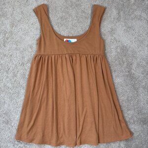 Free People Beach Mini Dress Womens M Cashew Brown Mazarine Babydoll Bohemian